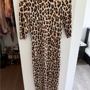 Alice + Olivia Black and Brown Bodycon Dress 3/4 Sleeve